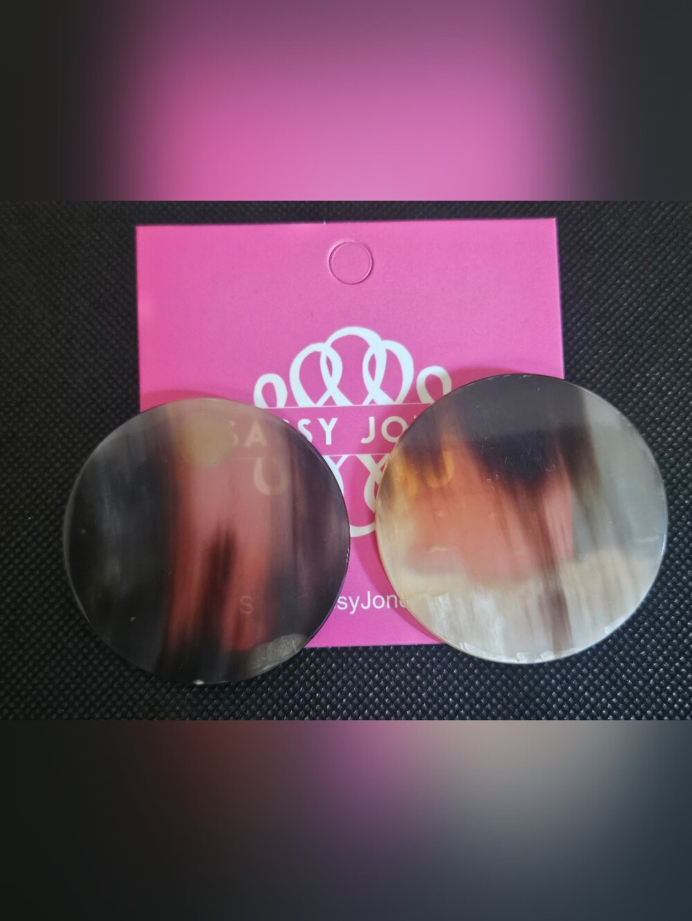 Sassy Jones Round Tortoiseshell Disc Earrings - Brown & Cream Never worn.